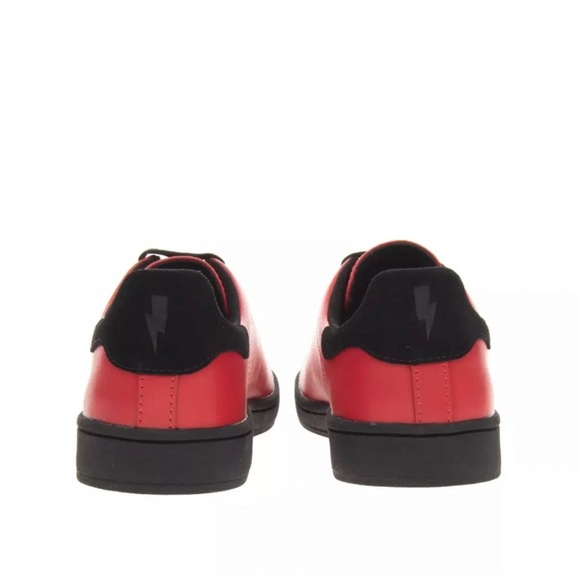 Women’s Neil Barrett Red Leather Tennis Trainer Thunderbolt Size 35 - Picture 2 of 7